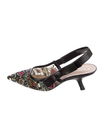 Christian Dior Mesh Printed Slingback Pumps