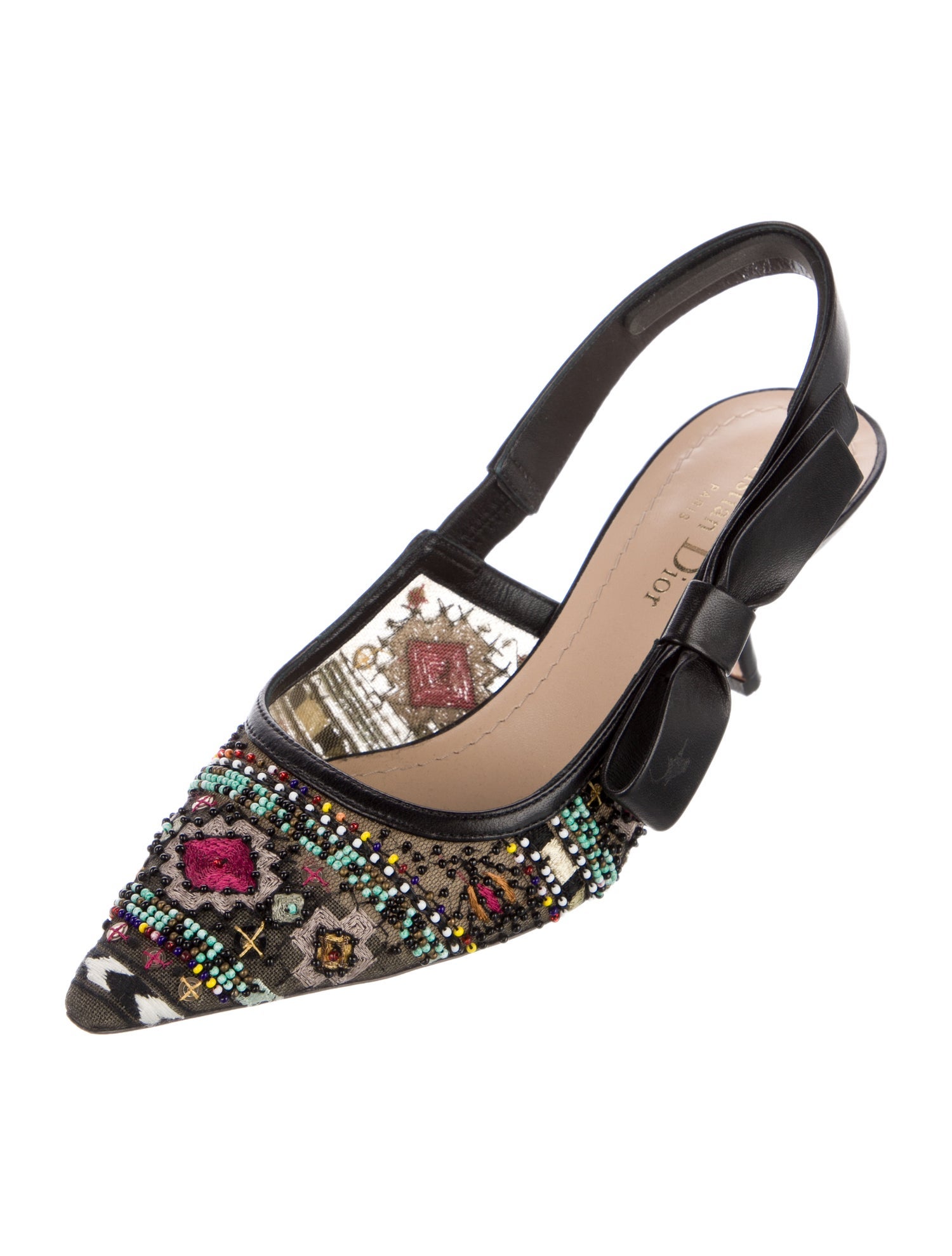Christian Dior Mesh Printed Slingback Pumps