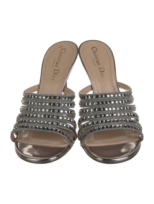 Christian Dior Patent Leather Crystal Embellishments Slides
