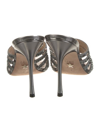 Christian Dior Patent Leather Crystal Embellishments Slides