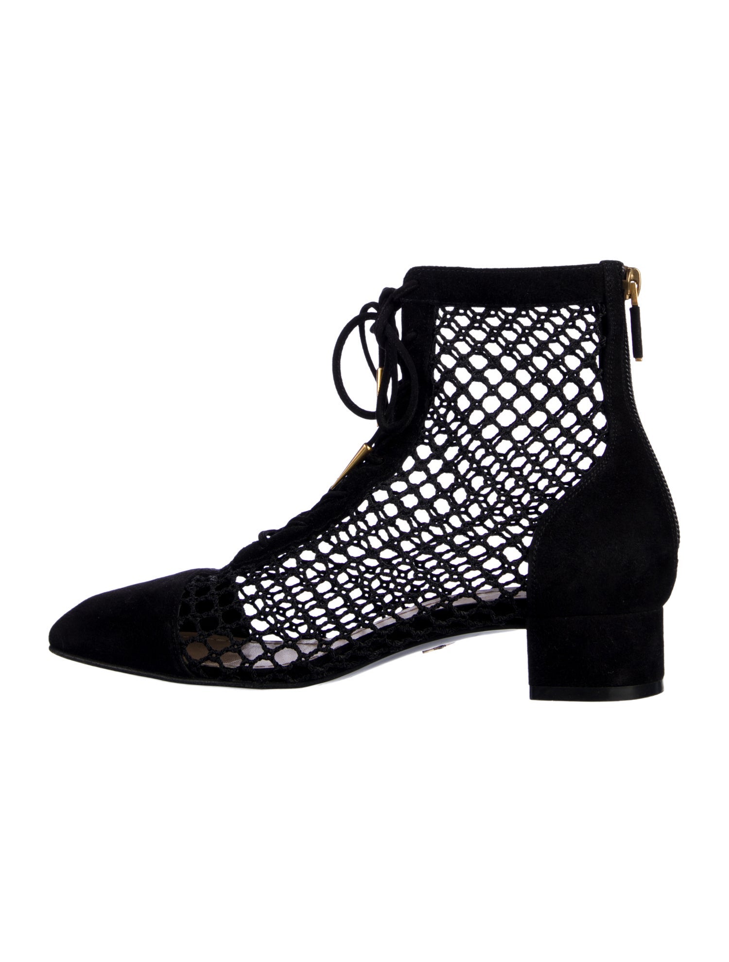 Christian Dior Mesh Mesh Accents Lace-Up Boots
