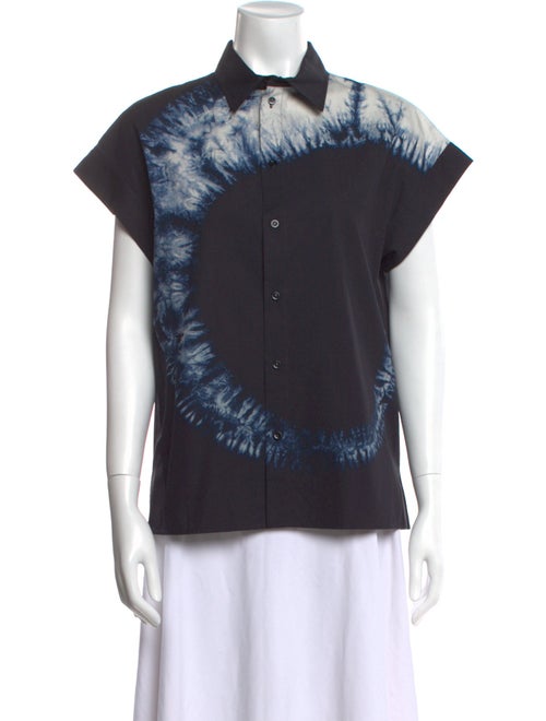 Christian Dior Graphic Print Short Sleeve Button-Up Top