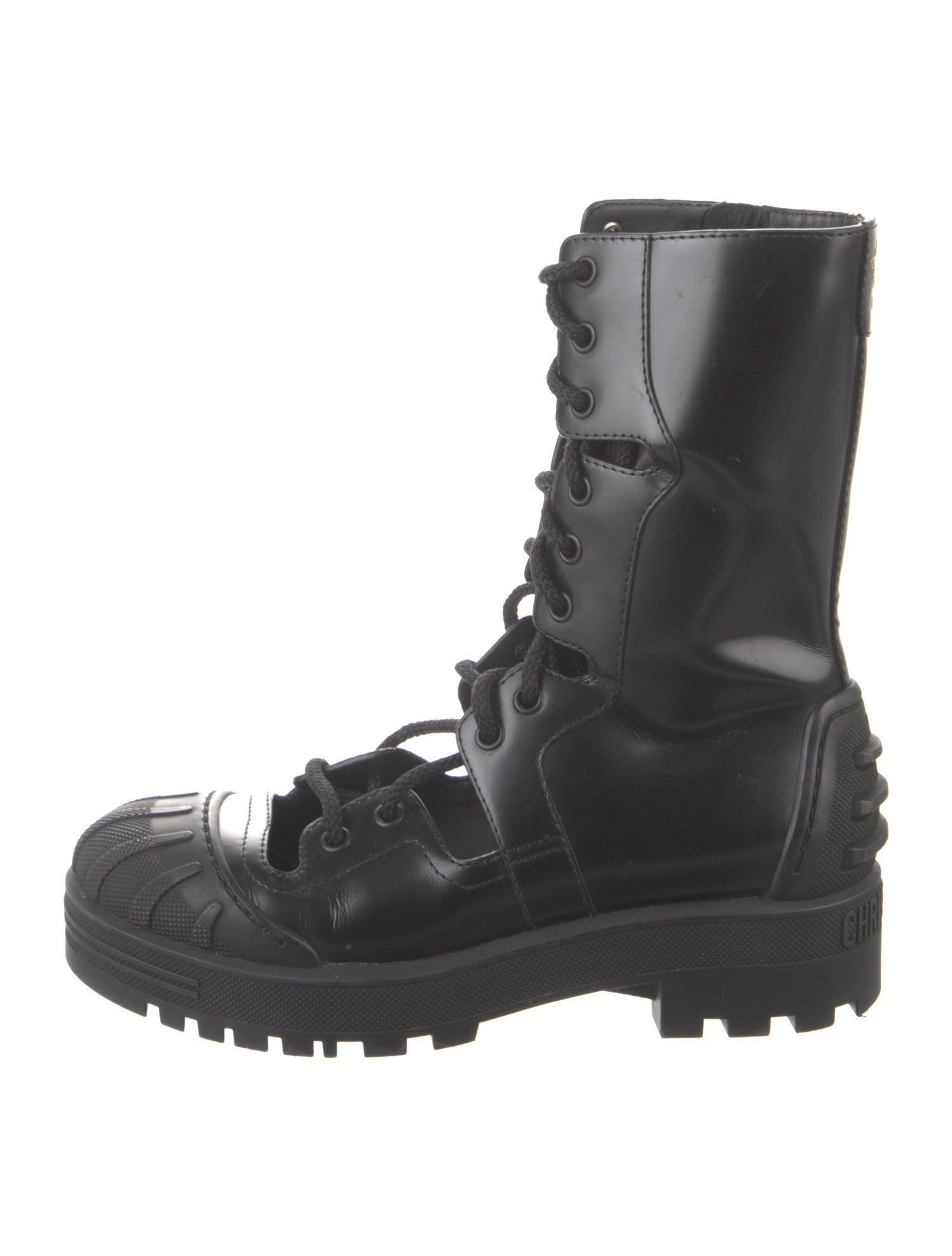 Christian Dior Bee Accent Leather Combat Boots