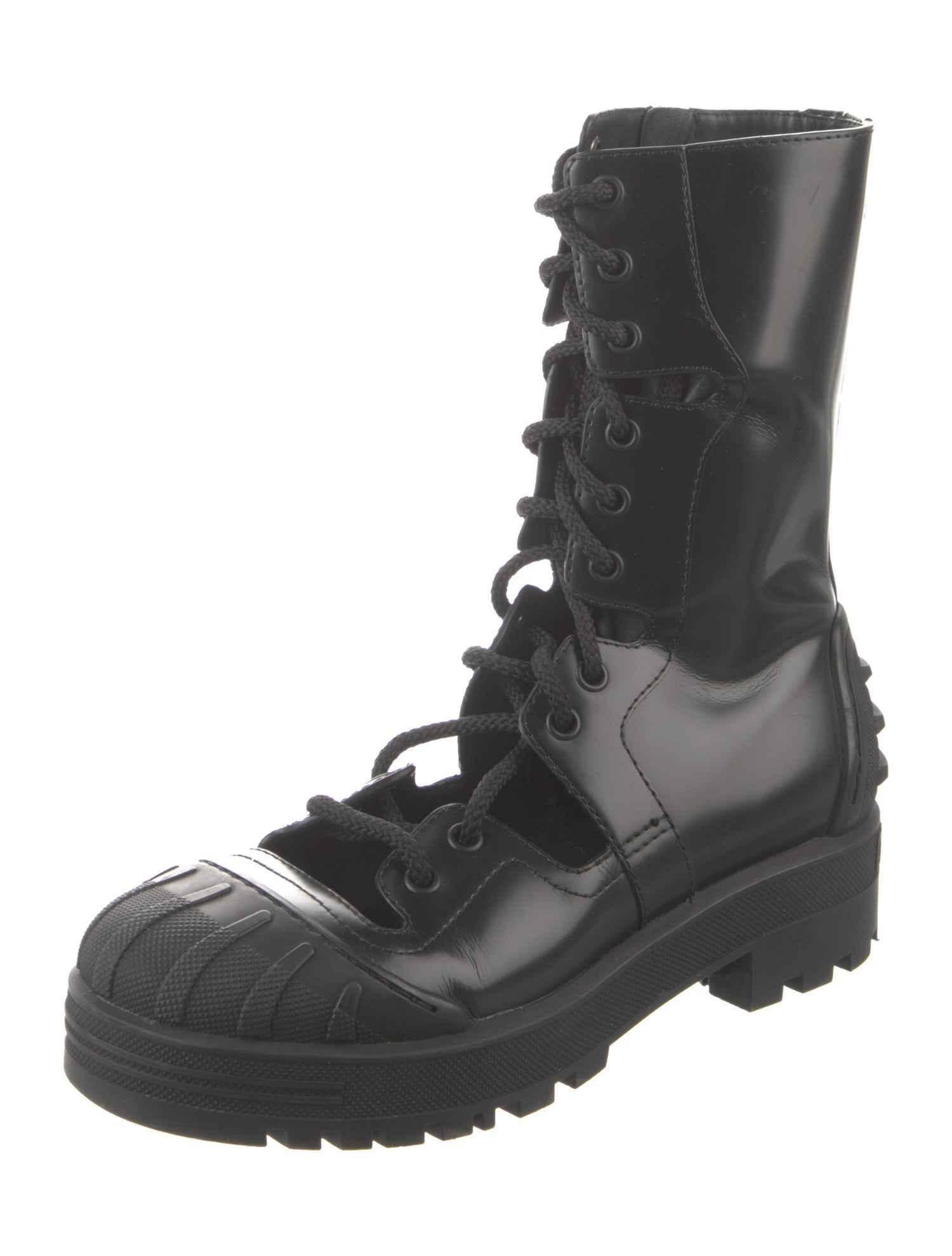 Christian Dior Bee Accent Leather Combat Boots