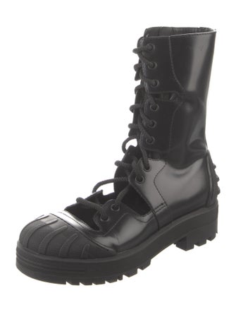 Christian Dior Bee Accent Leather Combat Boots