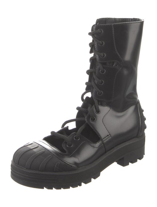 Christian Dior Bee Accent Leather Combat Boots