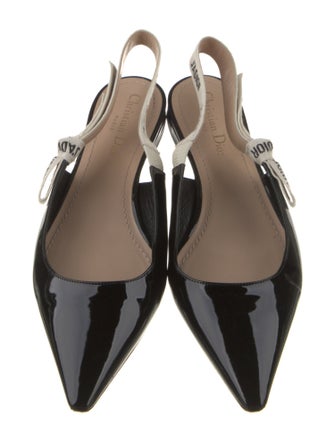 Christian Dior Patent Leather Printed Slingback Flats