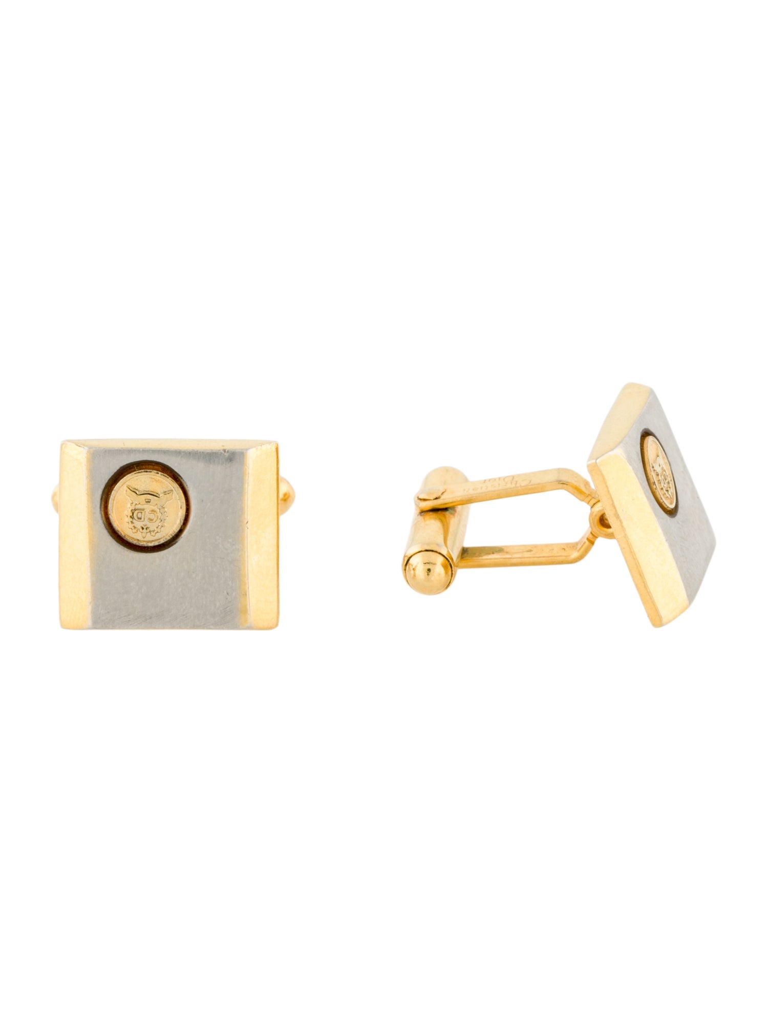Christian Dior Vintage Two-Tone Logo Cufflinks