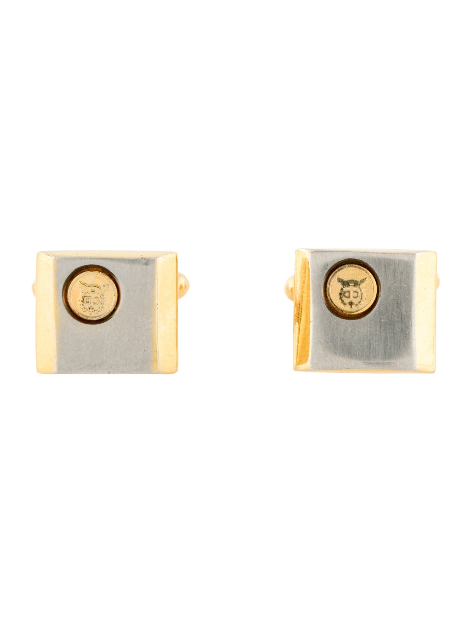 Christian Dior Vintage Two-Tone Logo Cufflinks