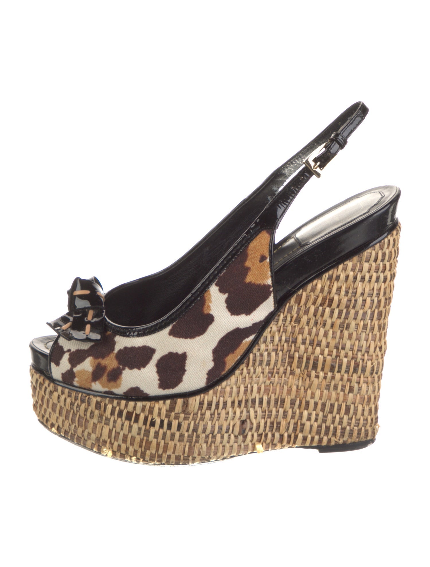 Christian Dior Canvas Animal Print Slingback Pumps