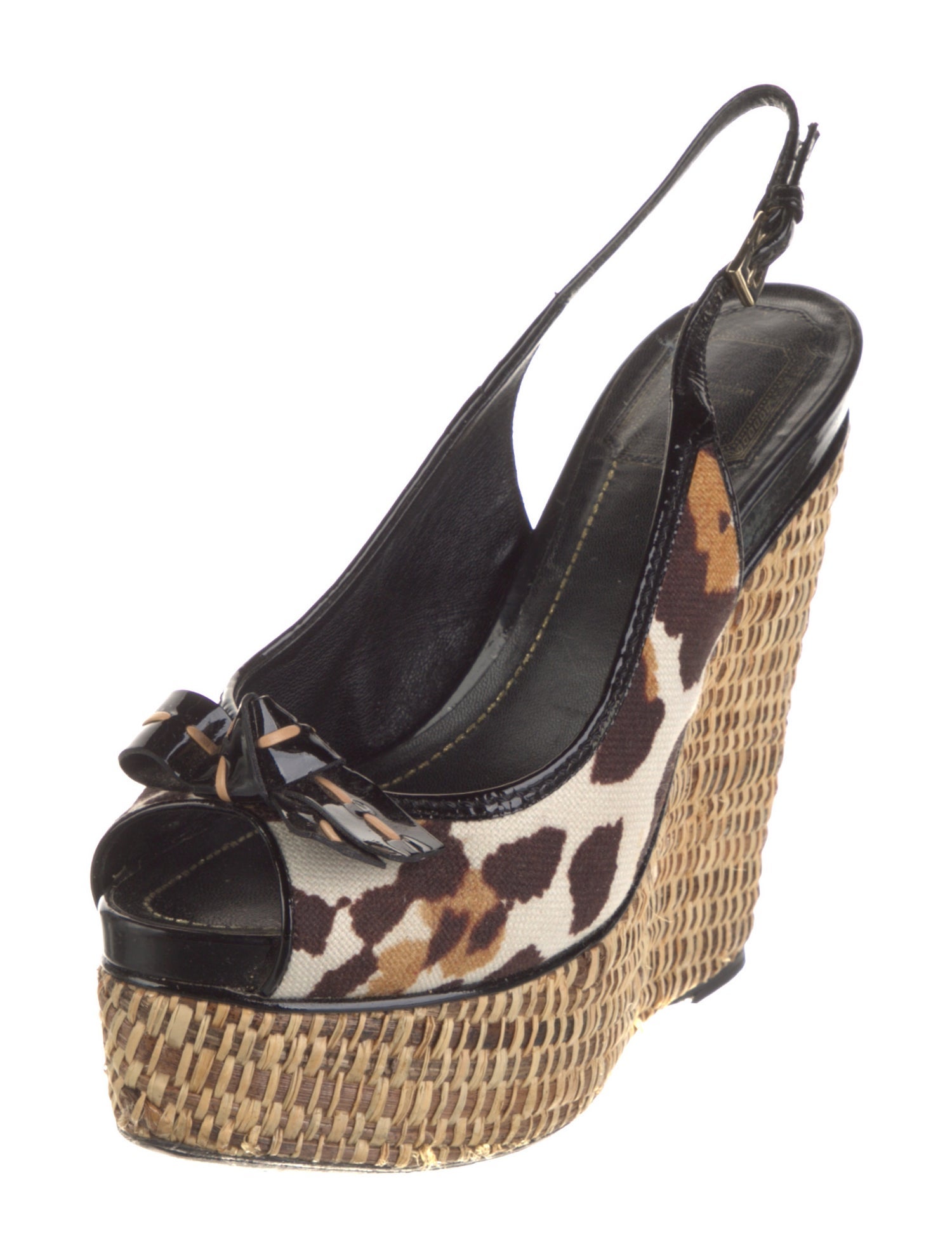 Christian Dior Canvas Animal Print Slingback Pumps