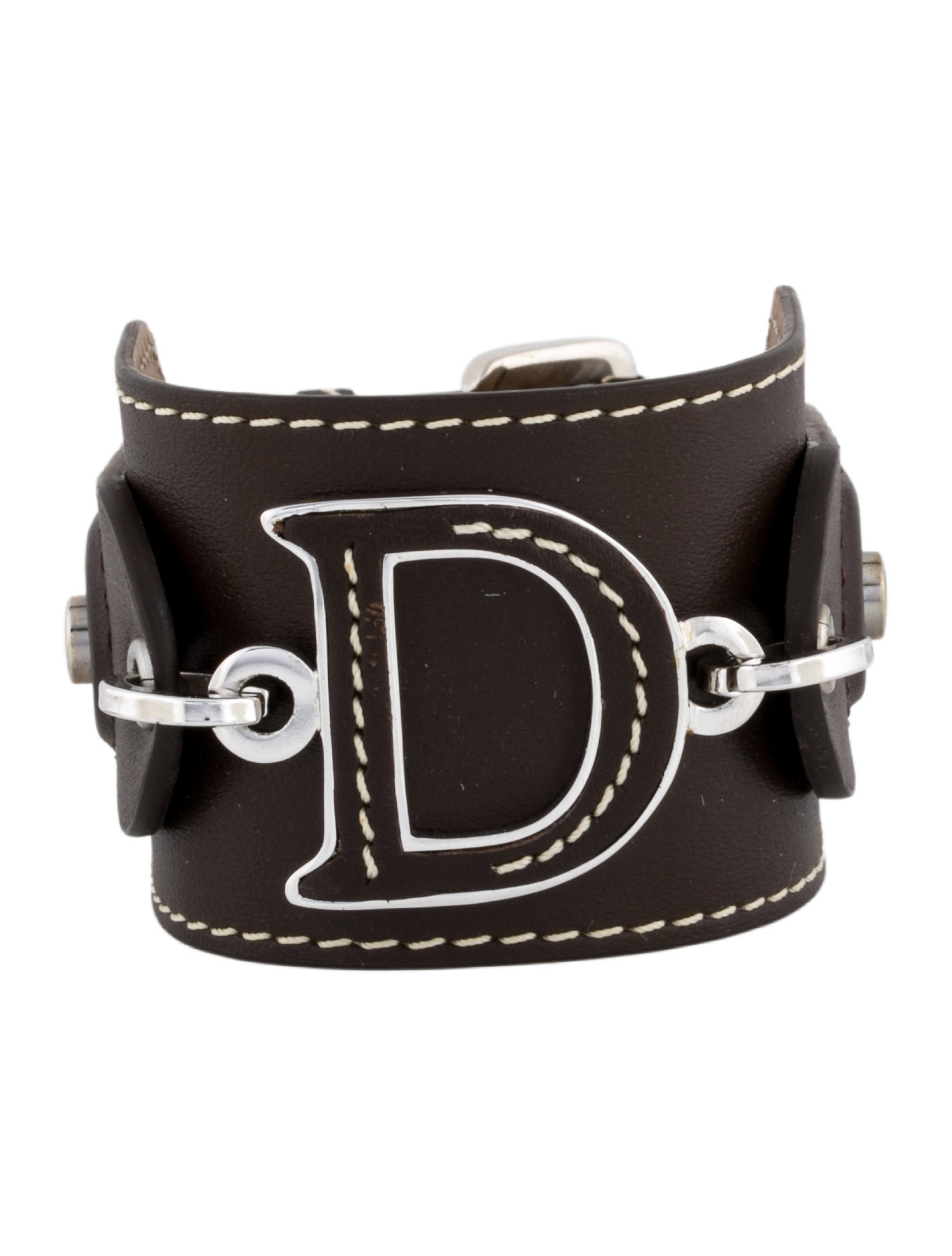 Christian Dior Leather 'D' Wrap Bracelet
