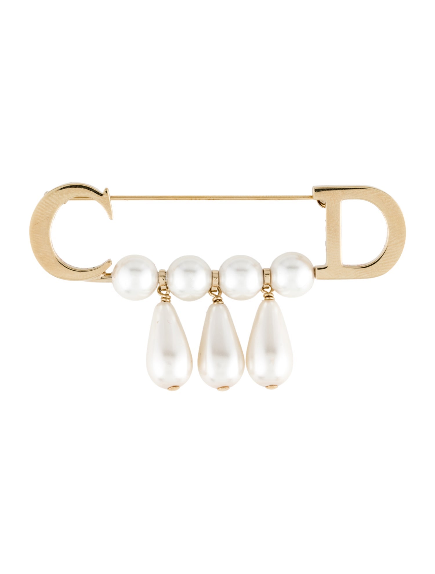 Christian Dior CD Faux Pearls Brooch