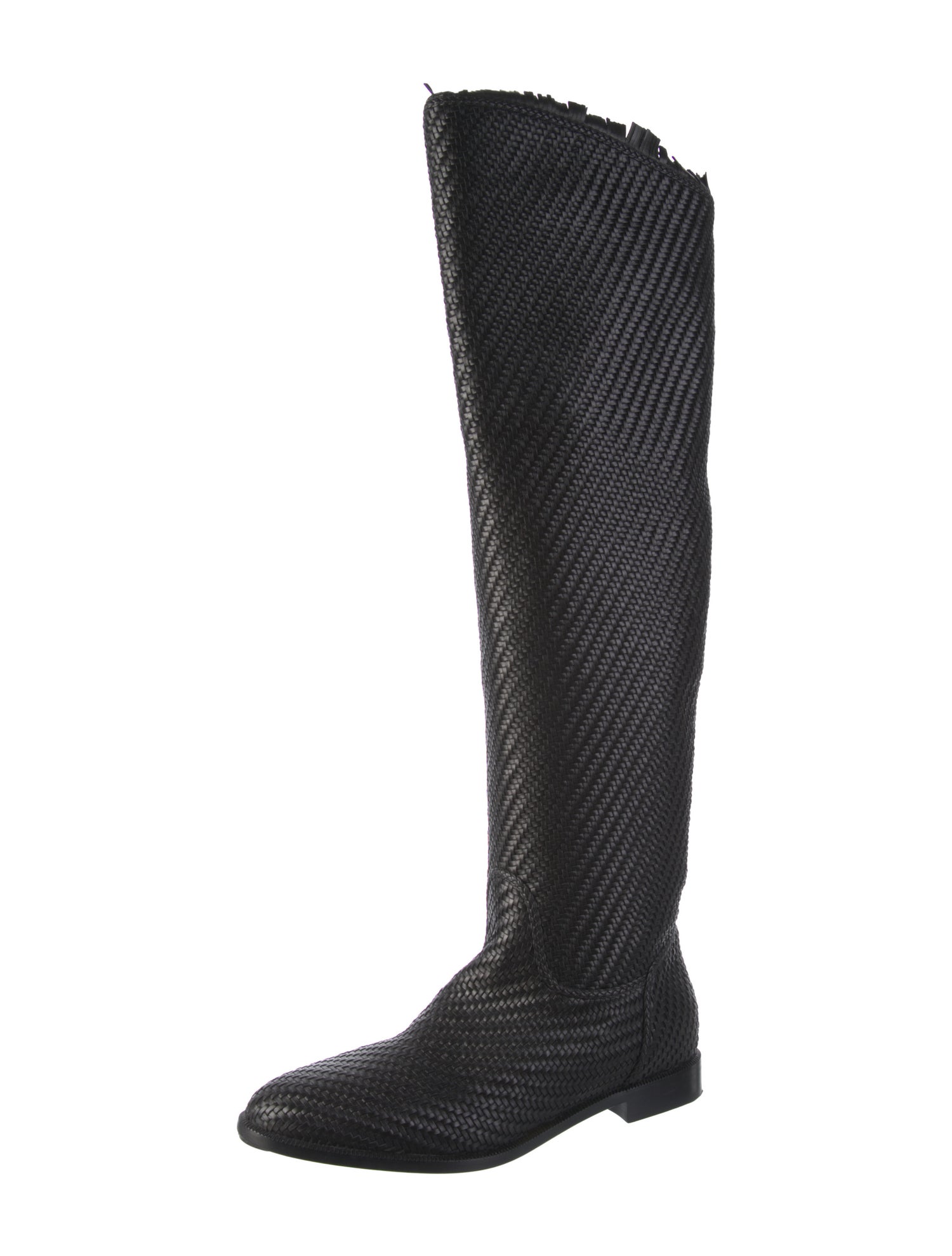 Christian Dior Leather Braided Accents Riding Boots