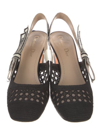 Christian Dior Cannage Pattern Bow Accents Slingback Pumps
