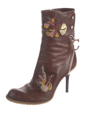 Christian Dior Leather Printed Boots