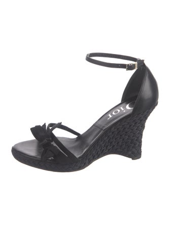 Christian Dior Leather Floral Print Espadrilles