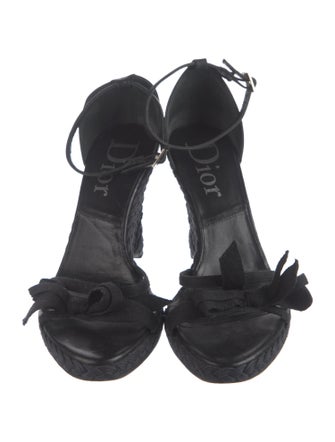 Christian Dior Leather Floral Print Espadrilles