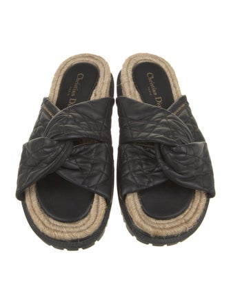 Christian Dior Cannage Pattern Leather Slides