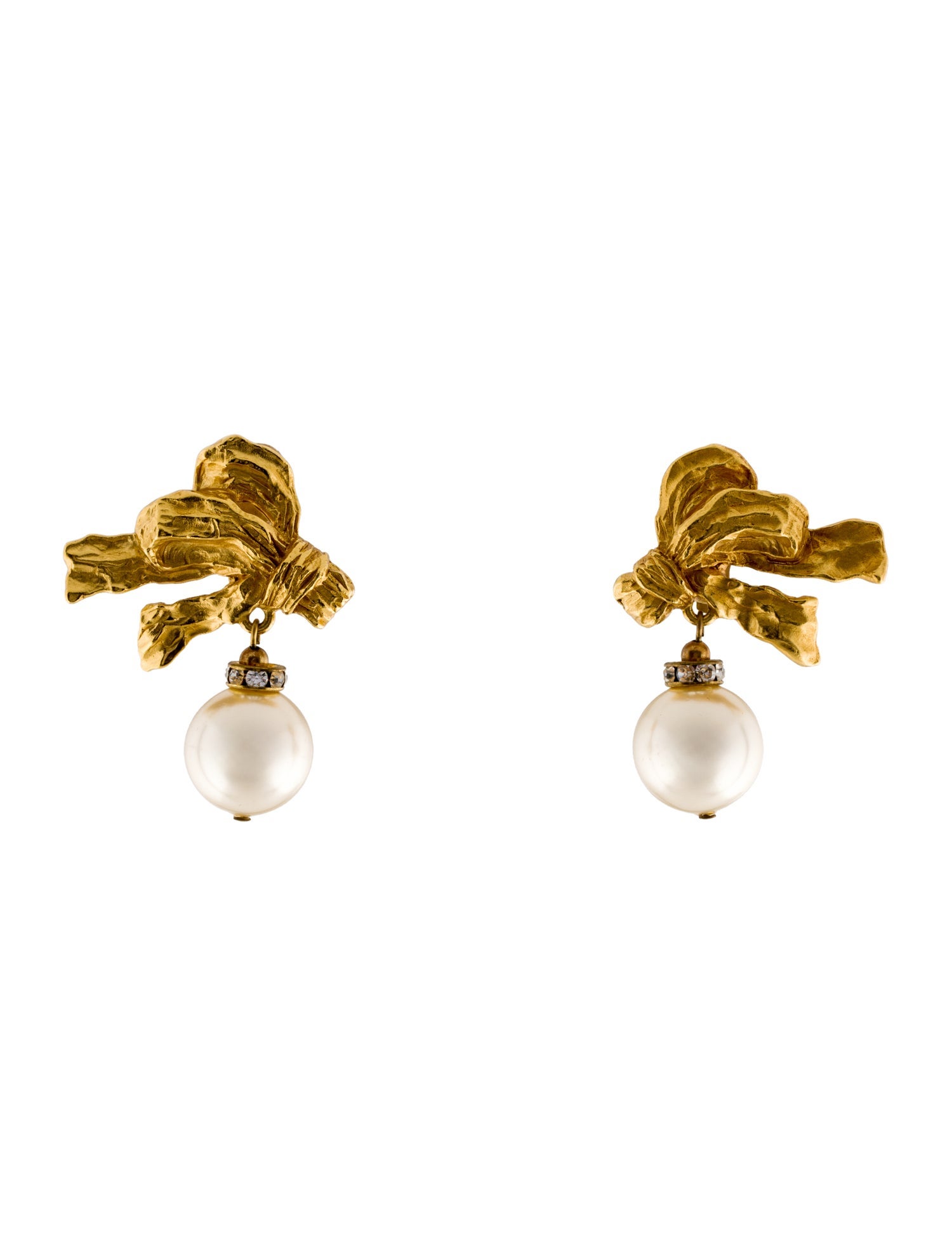Christian Dior Vintage Crystal & Faux Pearl Clip-On Earrings