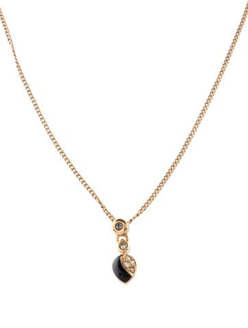 Christian Dior Pendant Necklace Vintage Crystal & Enamel