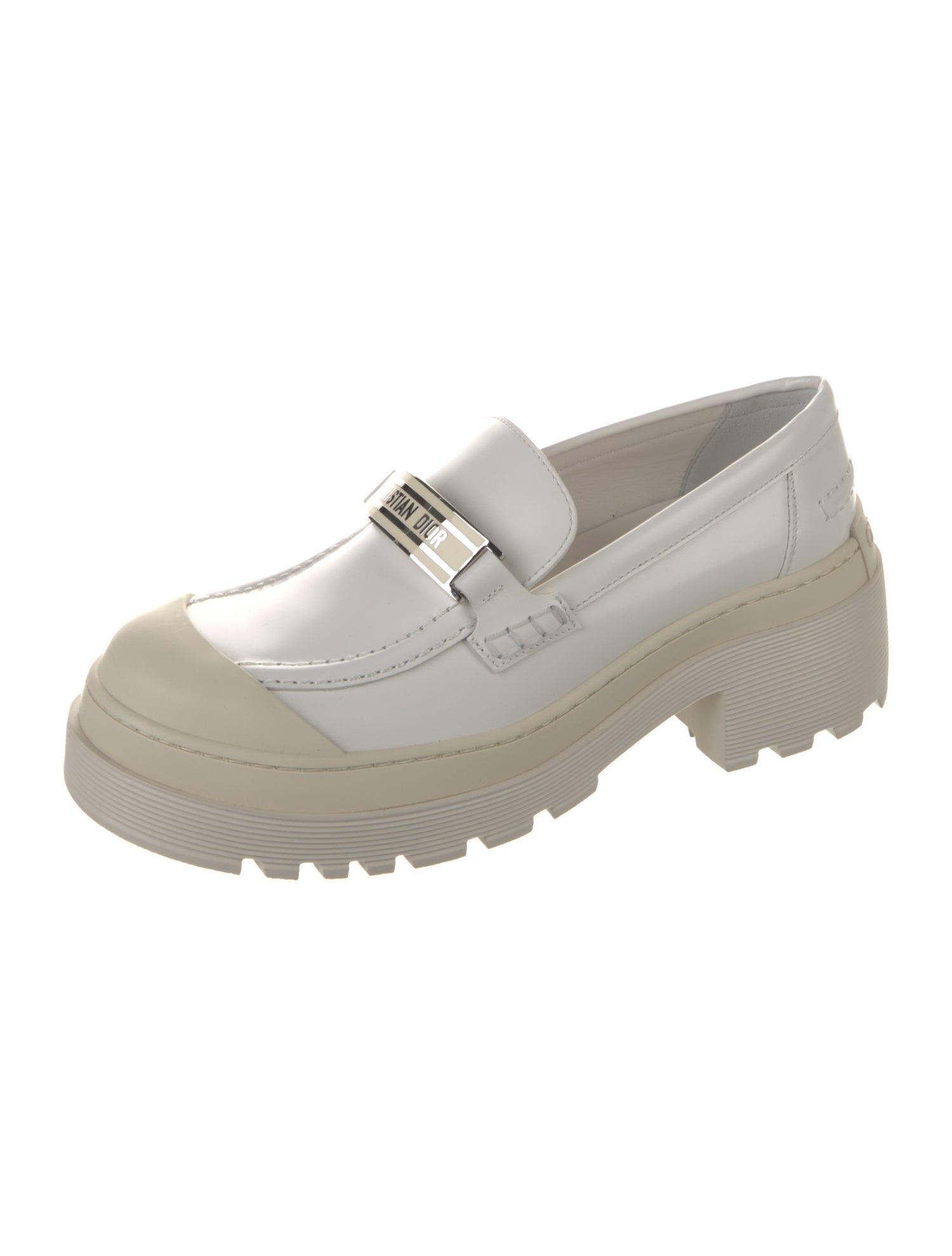 Christian Dior Leather Whipstitch Trim Loafers