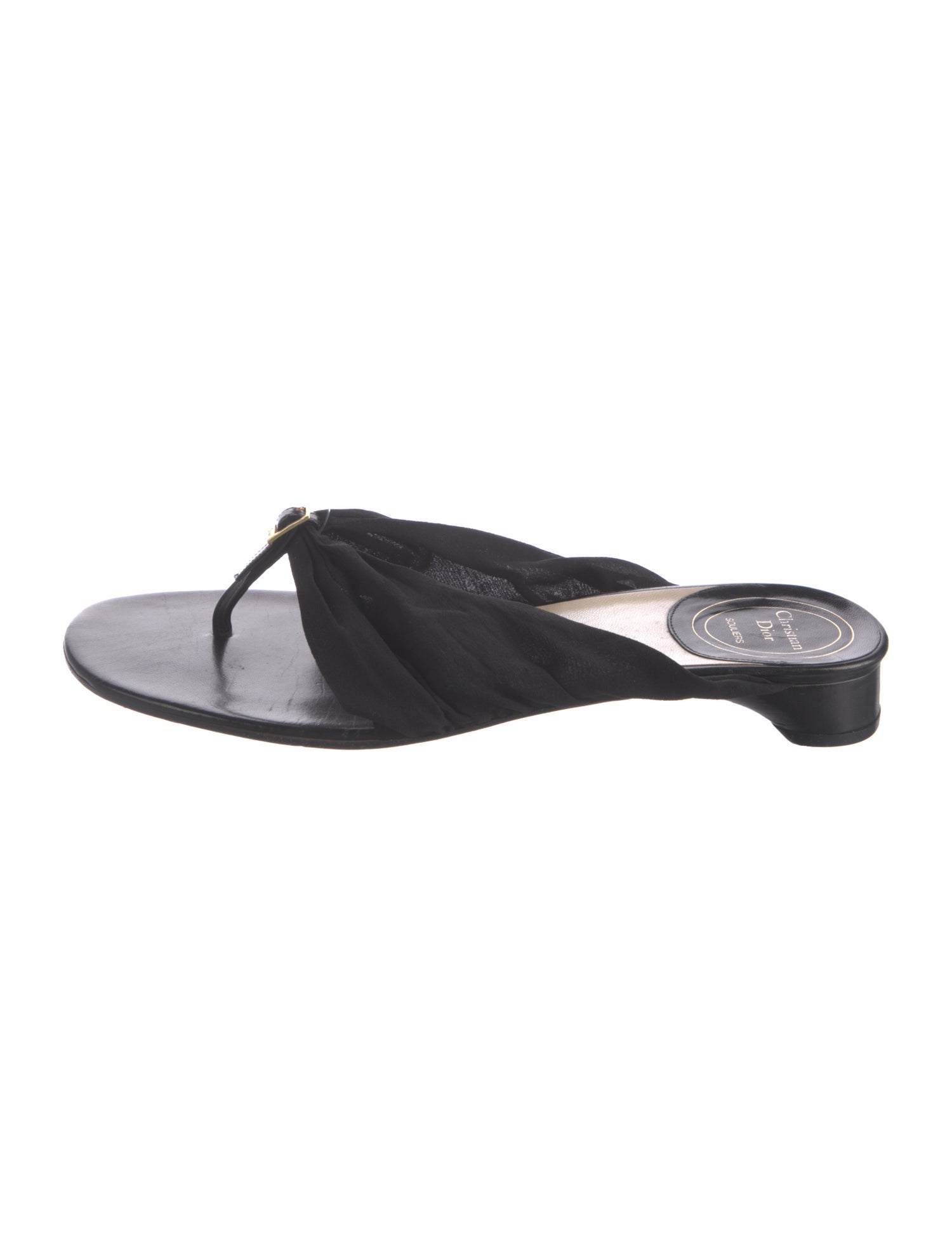 Christian Dior Silk Leather Trim Embellishment Slides