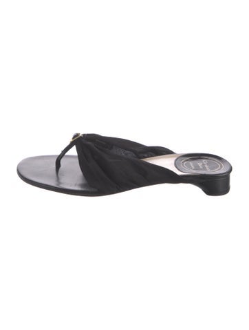 Christian Dior Sandals Silk Leather Trim Embellishment Slides IT 40.5 | 10.5