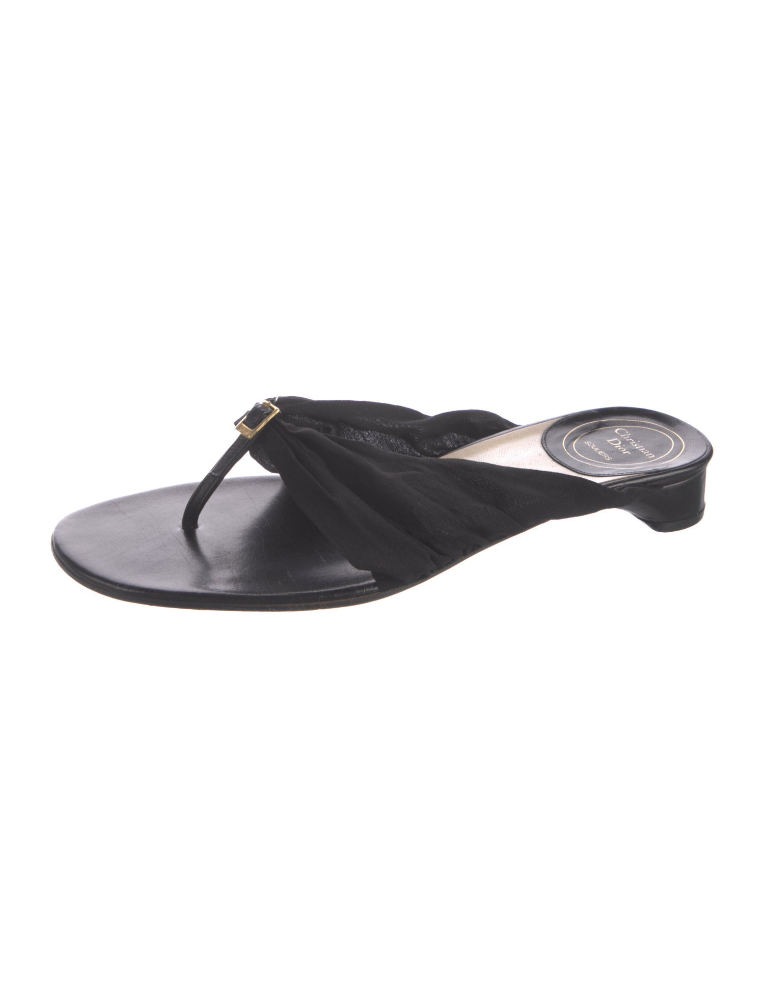 Christian Dior Silk Leather Trim Embellishment Slides