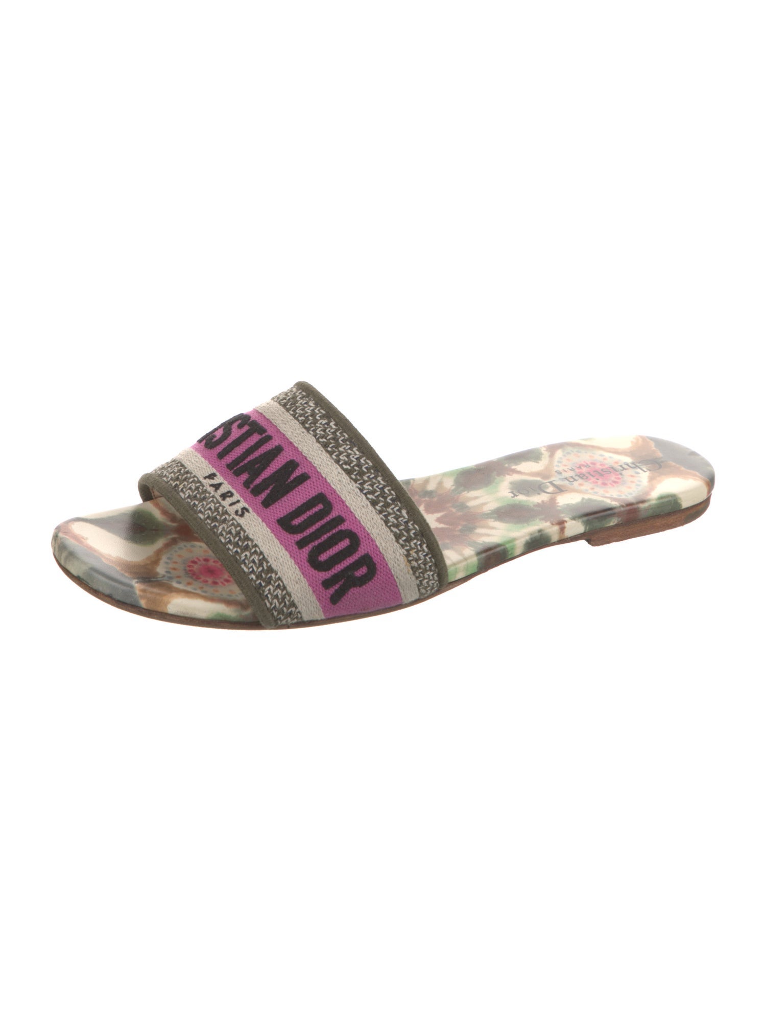 Christian Dior Printed Embroidered Accent Slides
