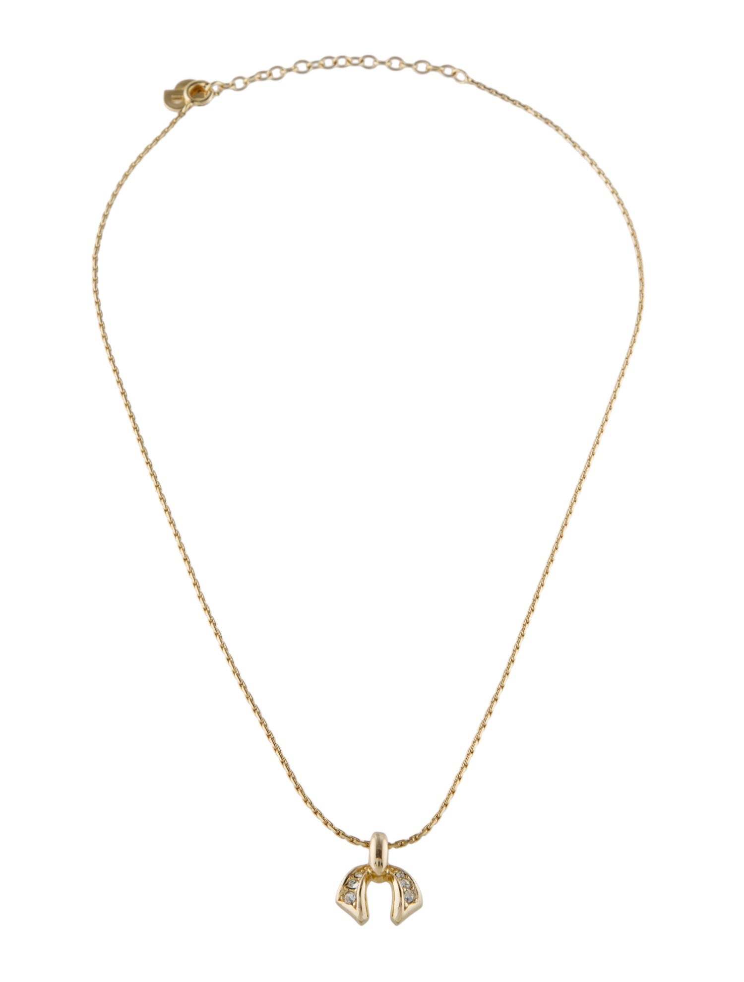Christian Dior Vintage Crystal Bow Pendant Necklace