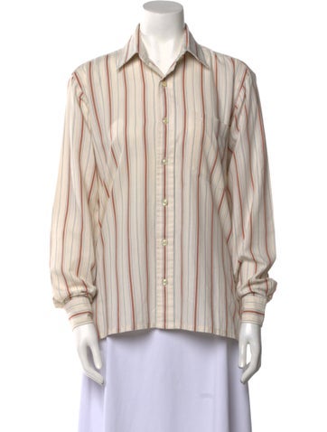 Christian Dior Tops Striped Long Sleeve Button-Up Top M