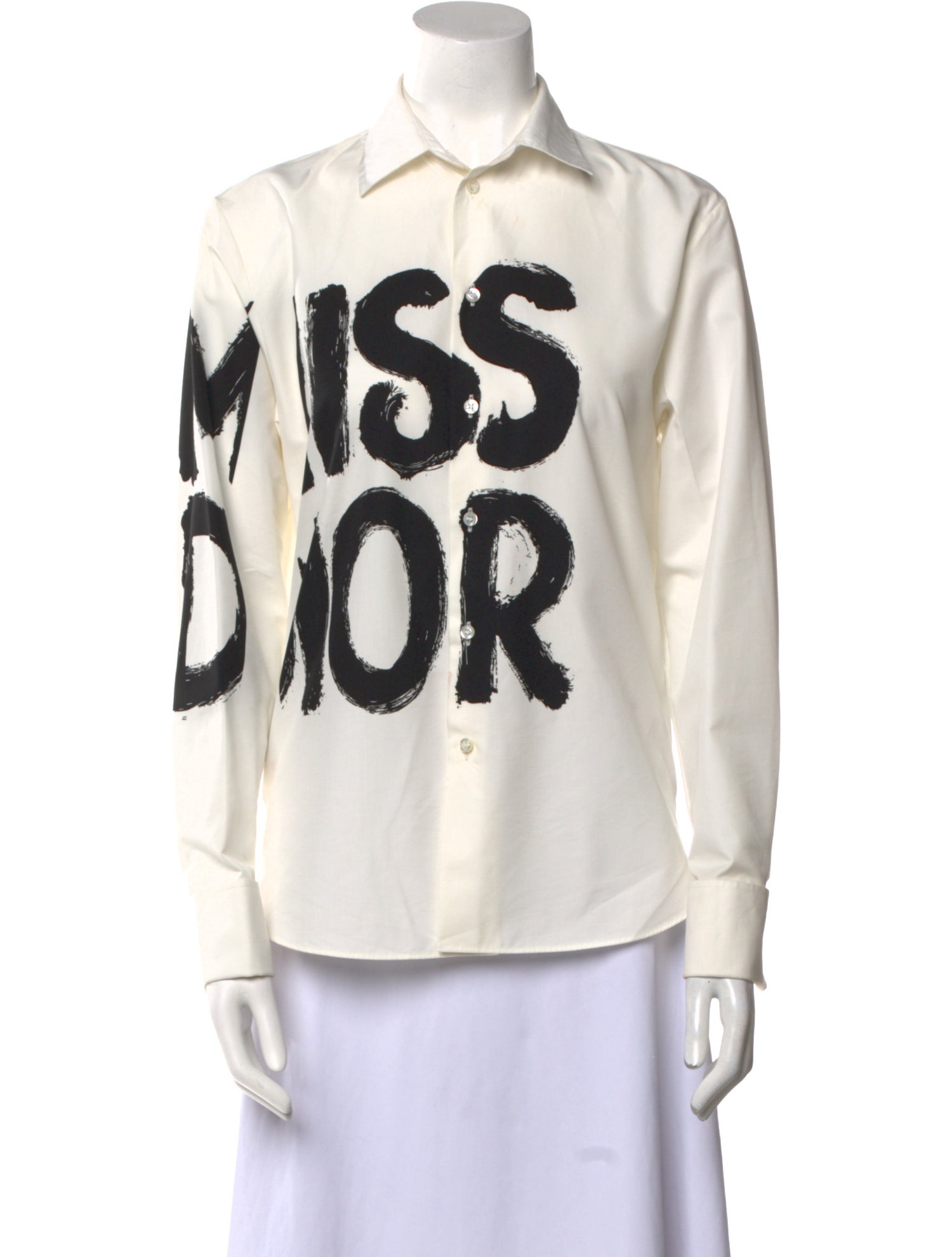 Christian Dior Graphic Print Long Sleeve Button-Up Top