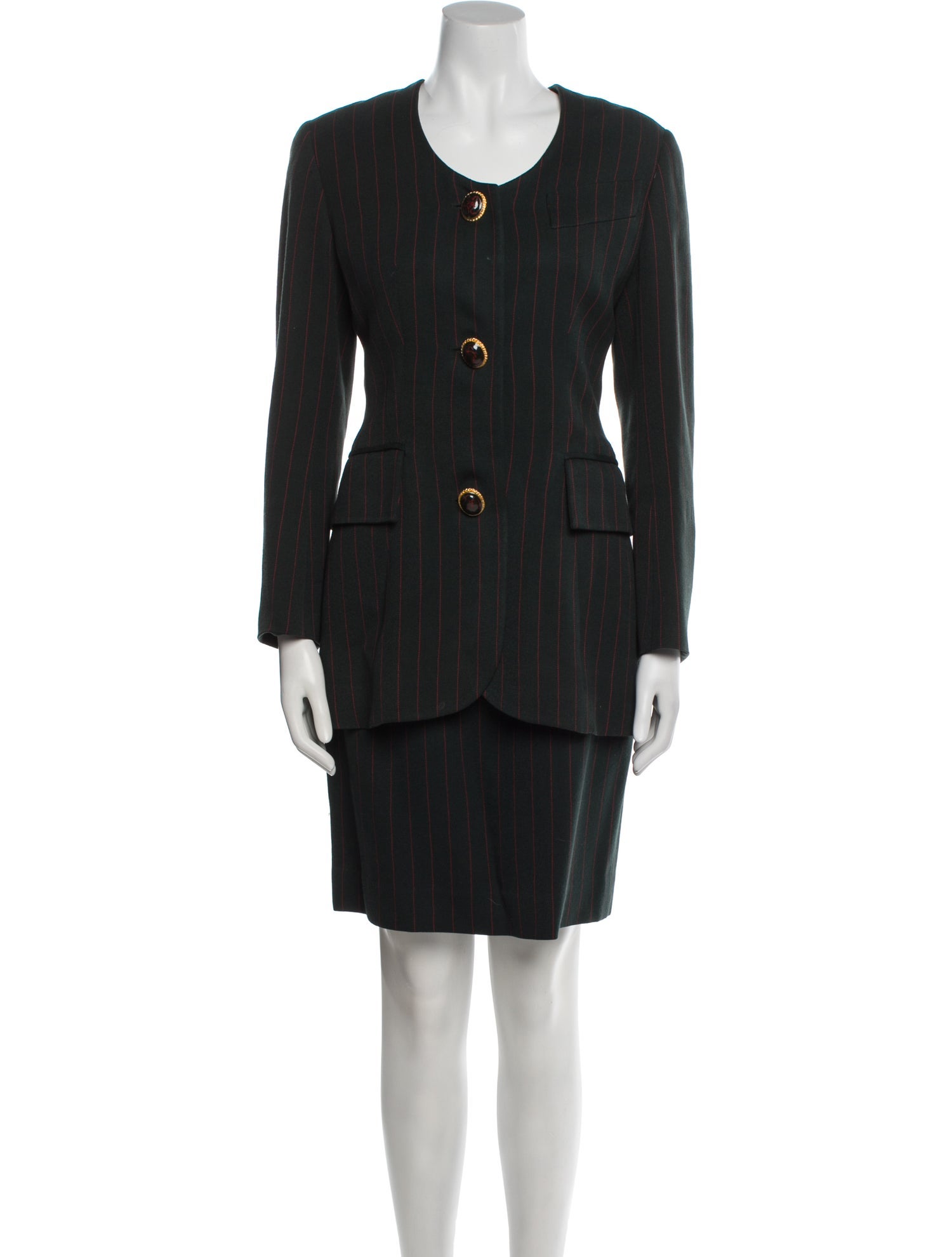Christian Dior Wool Striped Skirt Suit