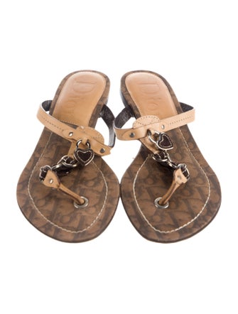 Christian Dior Canvas T-Strap Sandals