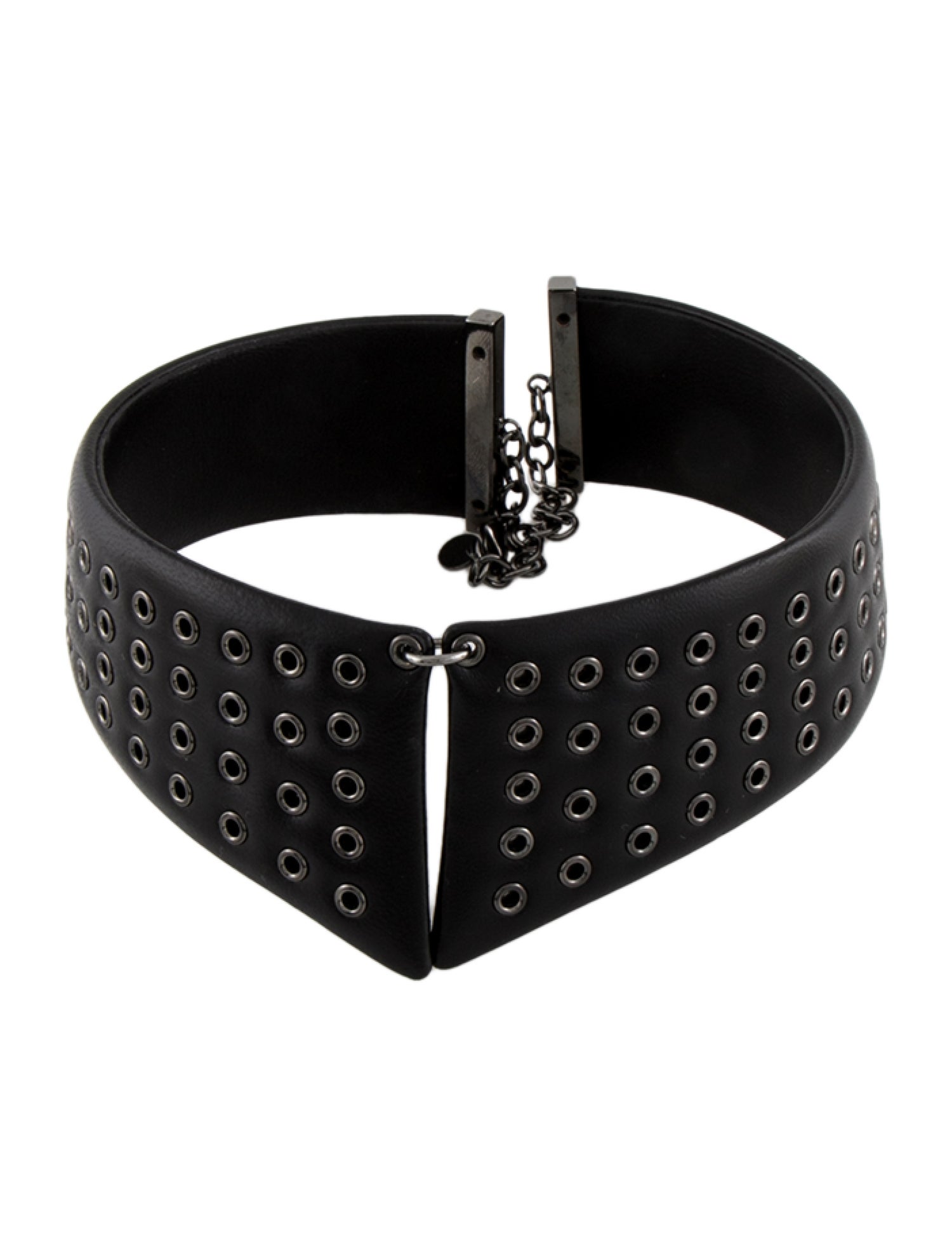 Christian Dior Leather Eyelet Collar Necklace