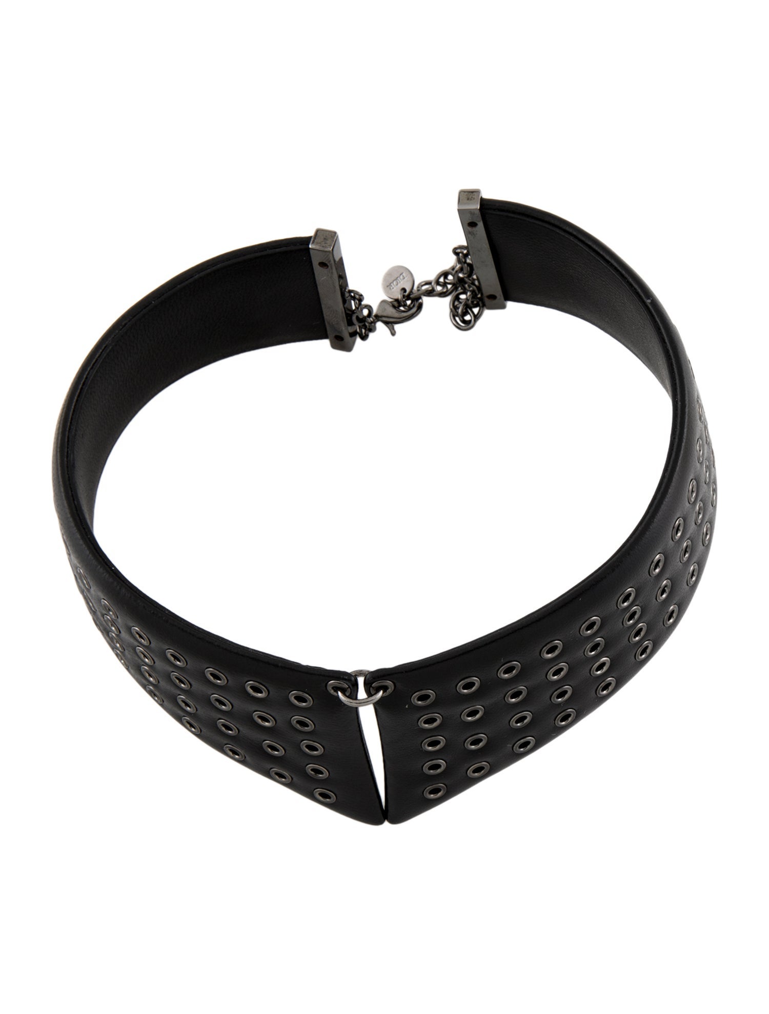Christian Dior Leather Eyelet Collar Necklace