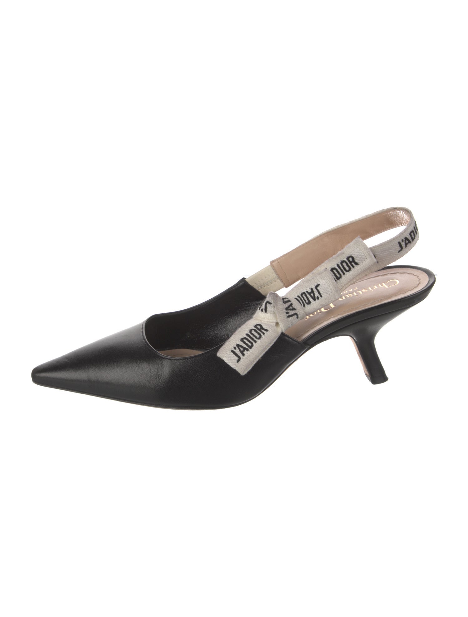 Christian Dior Leather Bow Accents Slingback Pumps