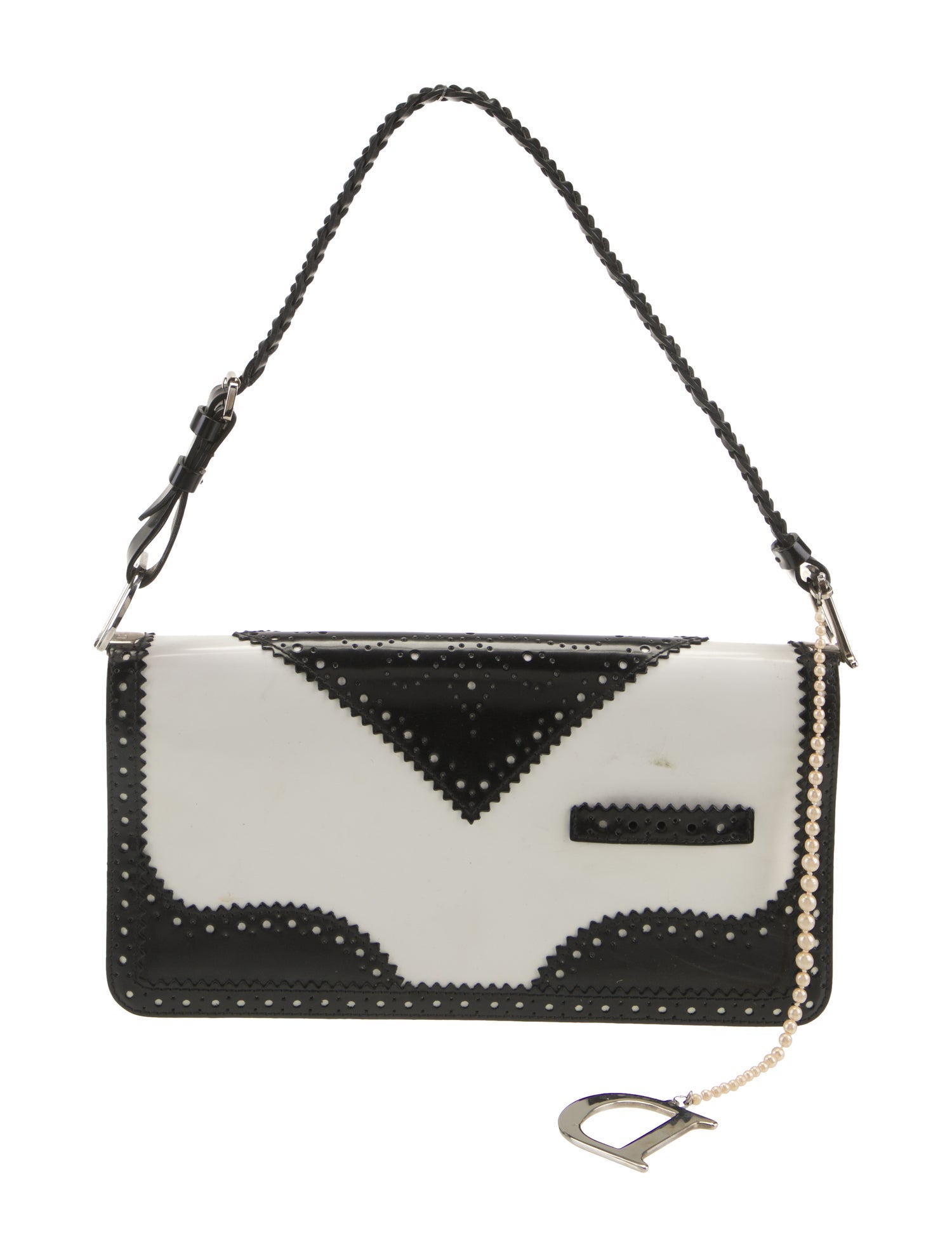 KMRii Studded Embossed Leather Shoulder Bag - Black Shoulder