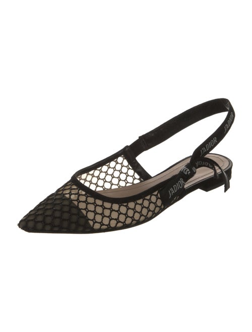 Christian Dior Mesh Bow Accents Slingback Flats