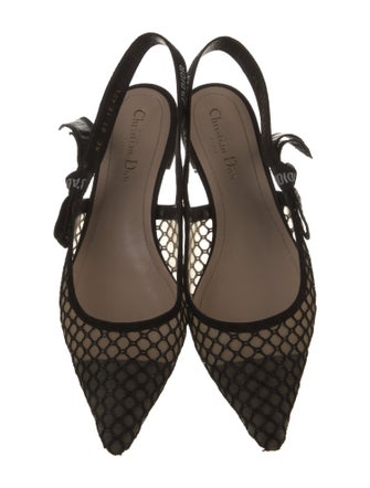 Christian Dior Mesh Bow Accents Slingback Flats