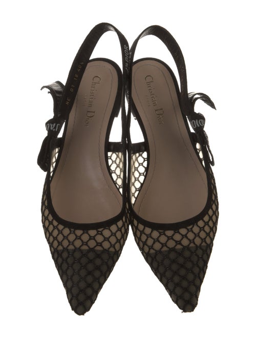 Christian Dior Mesh Bow Accents Slingback Flats