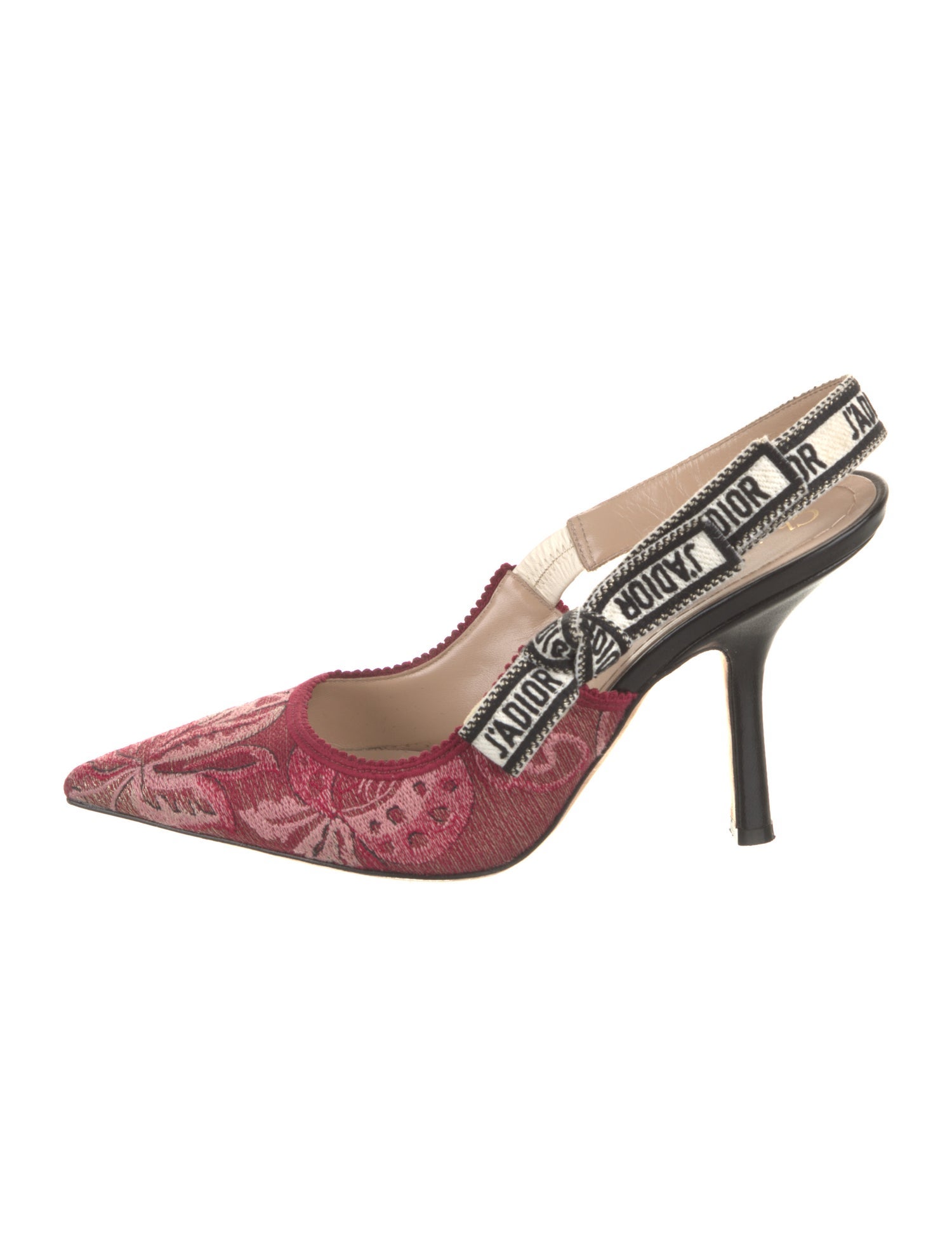 Christian Dior Floral Print Bow Accents Slingback Pumps