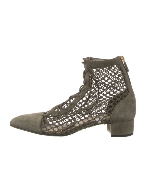 Christian Dior Suede Mesh Accents Lace-Up Boots