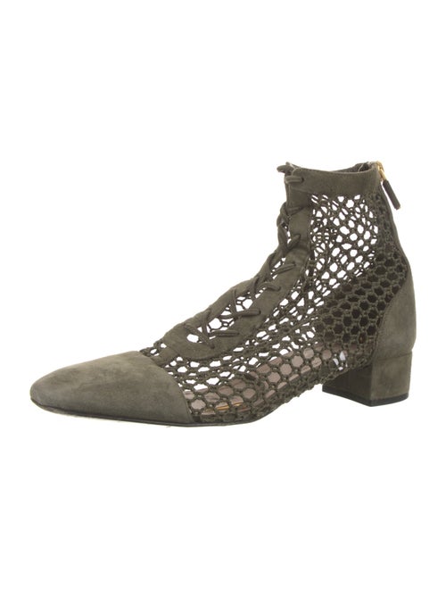 Christian Dior Suede Mesh Accents Lace-Up Boots