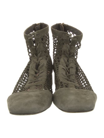 Christian Dior Suede Mesh Accents Lace-Up Boots