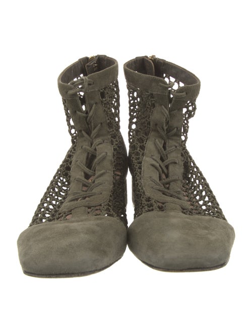 Christian Dior Suede Mesh Accents Lace-Up Boots
