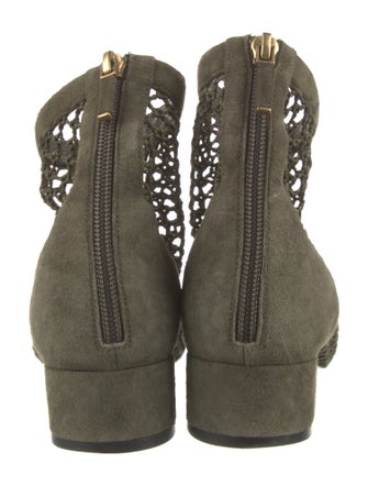 Christian Dior Suede Mesh Accents Lace-Up Boots