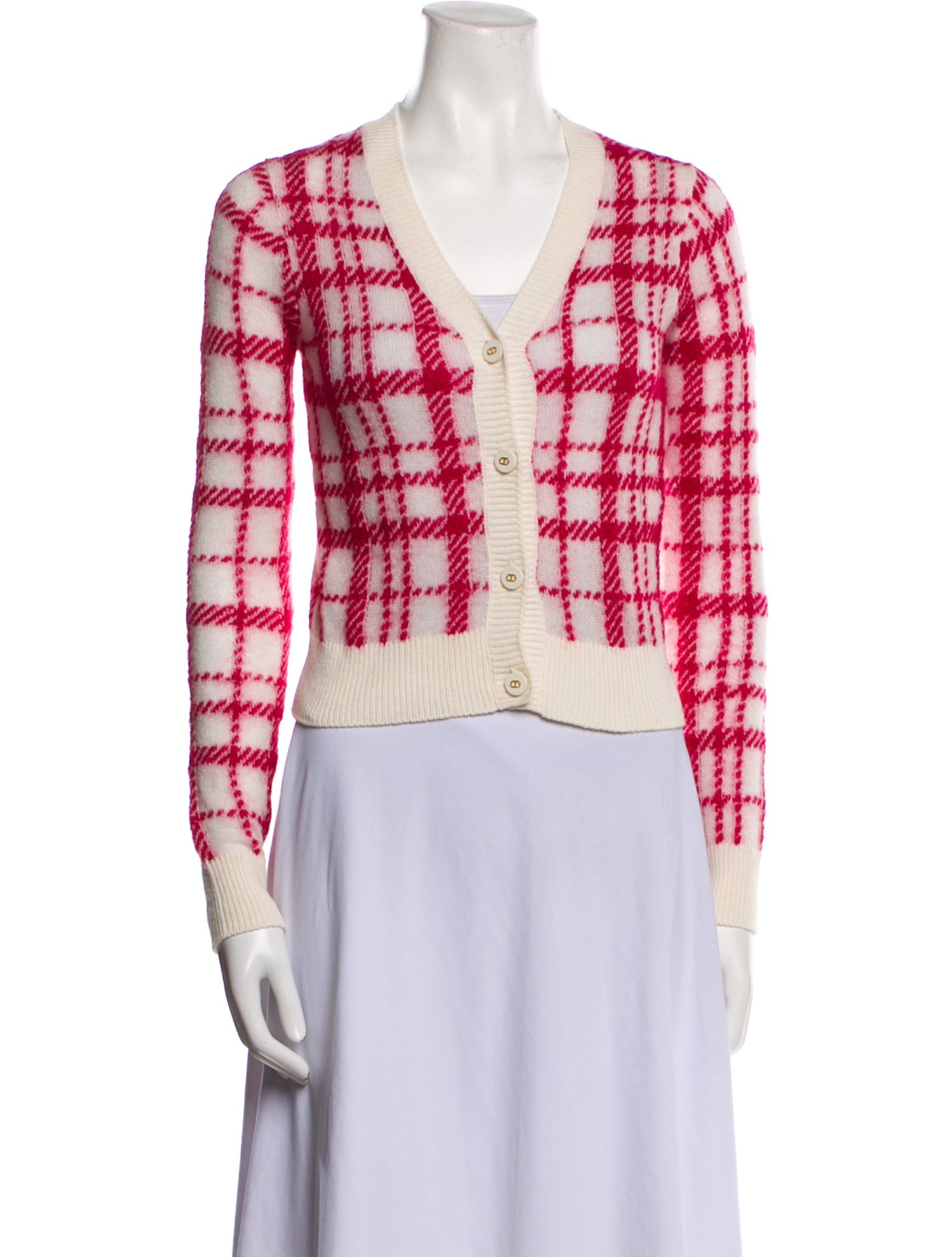 Christian Dior Virgin Wool Plaid Print Sweater