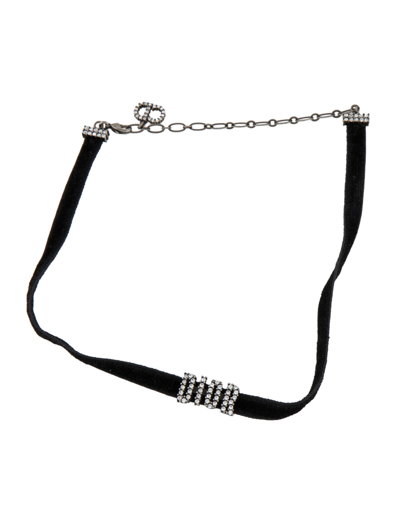 Christian Dior Velvet & Crystal Logo Revolution Choker Necklace